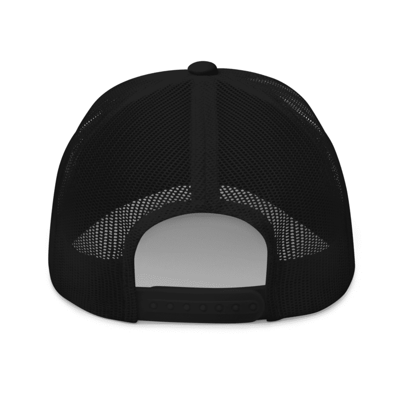 black trucker hat back cln