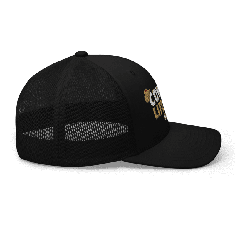 black trucker hat right side cln