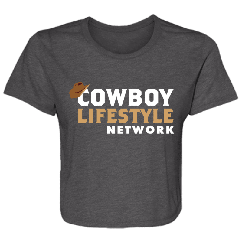 Cowboy Lifestyle Network Flowy Crop Tee - Dark Grey Heather